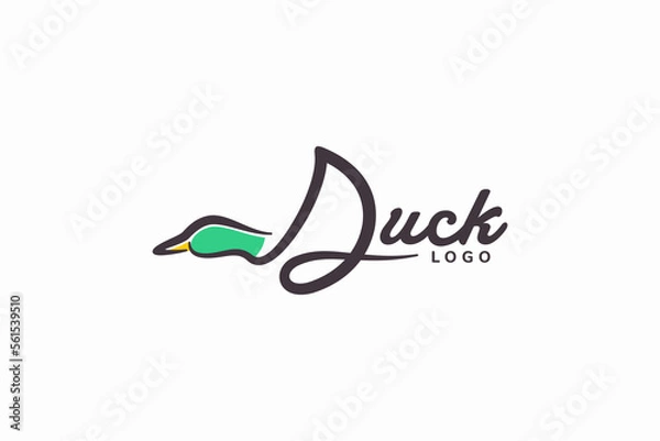 Fototapeta flying duck typography logo vector