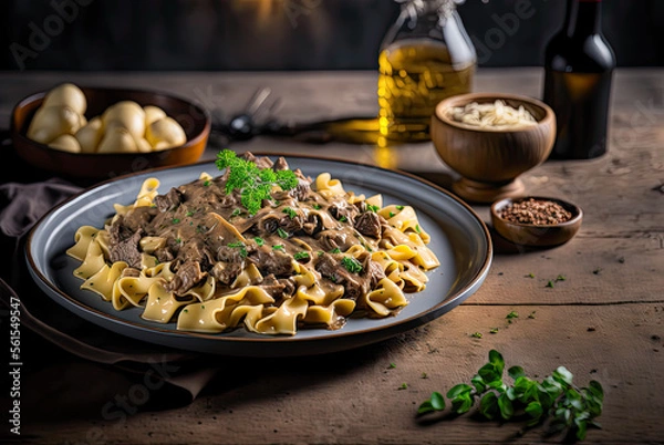 Fototapeta Beef stroganoff. Generative AI