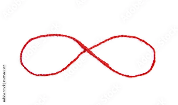 Obraz Red thread isolate on white background. Selective focus.