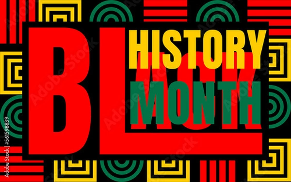Fototapeta Black history month 2023 Celebration Background.  Black History Month text with human Fist and Seamless Pattern. Celebrated annually in February in the USA and Canada.