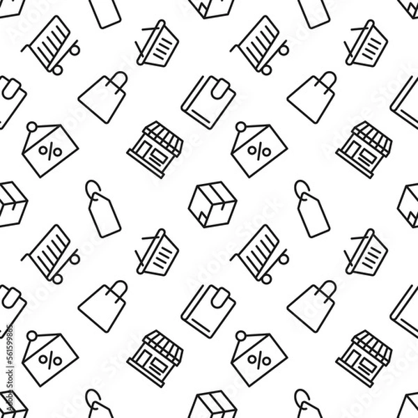 Fototapeta Vector seamless pattern of business, shopping, retail for web sites, wrapping, printing, postcards, web sites, apps