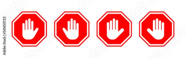 Fototapeta Stop icon vector for web and mobile app. stop road sign. hand stop sign and symbol. Do not enter stop red sign with hand