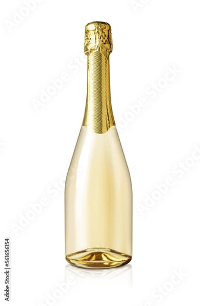 Fototapeta Yellow bottle of champagne isolated on a transparent background