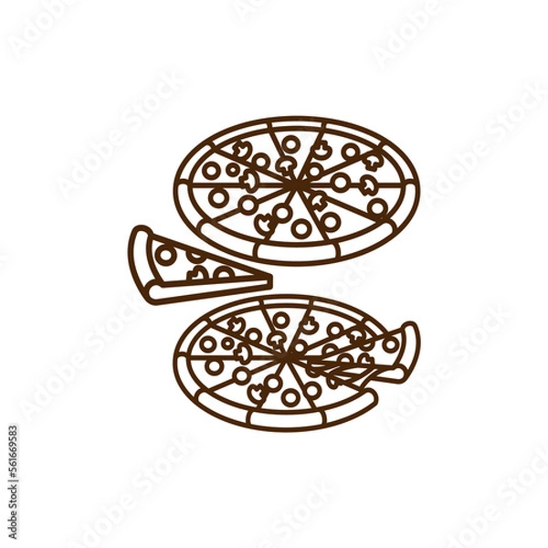 Fototapeta vector icon of cute line doodle fast food pizza
