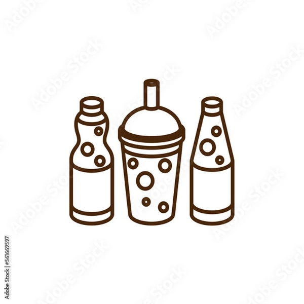 Fototapeta vector icon of cute line doodle soft drink and cola