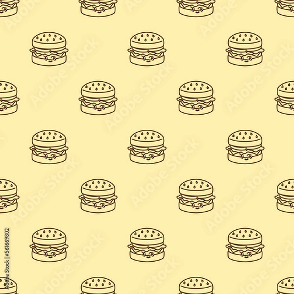 Fototapeta vector icon of cute pattern line doodle fast food burger