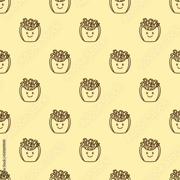 Fototapeta vector icon of cute pattern line doodle fast food french fries