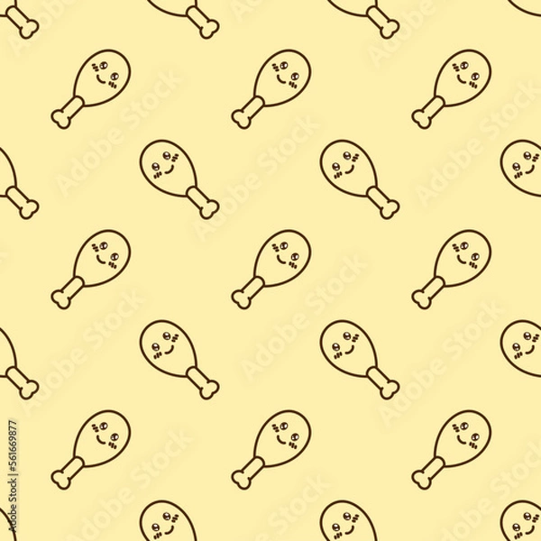 Fototapeta vector icon of cute pattern line doodle fast food fried chicken