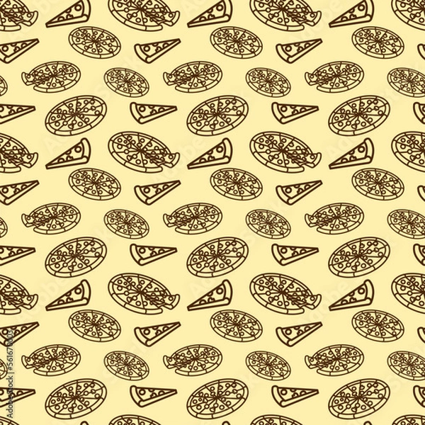 Fototapeta vector icon of cute pattern line doodle fast food pizza