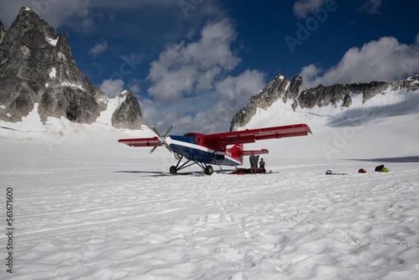 Obraz plane on a glacier in the alaskan mountains