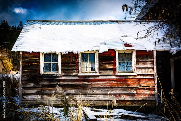 Fototapeta Rustic Winter Barn