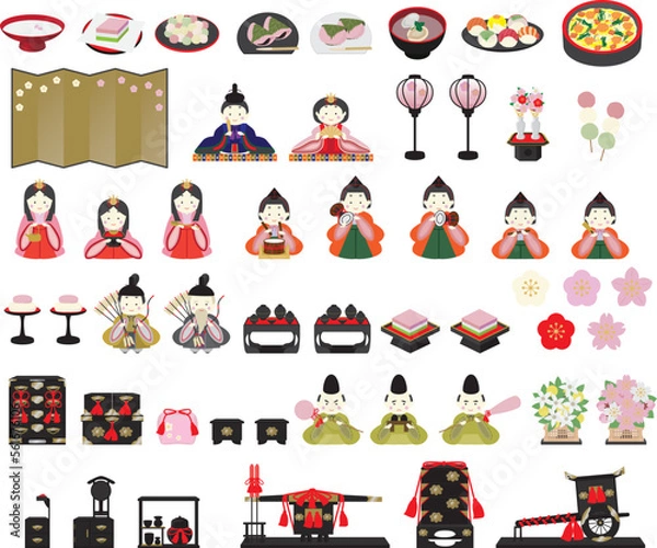 Obraz ひなまつりイラスト素材セット