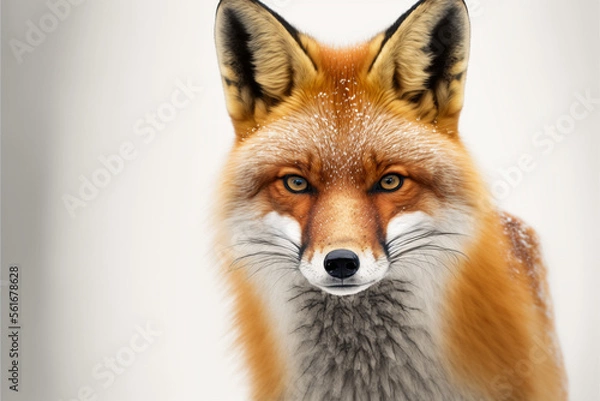 Fototapeta fox facing white background generative ai
