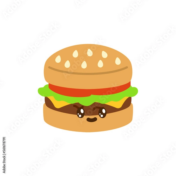 Fototapeta vector icon of cute flat design fast food burger