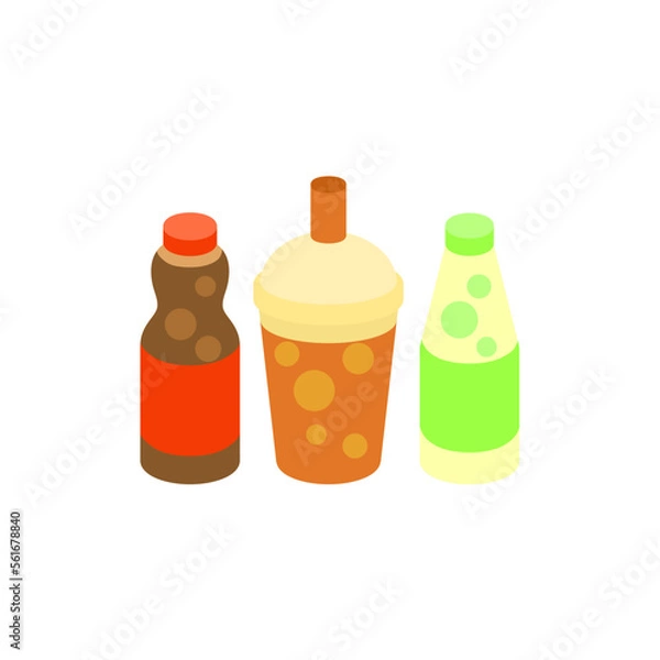 Fototapeta vector icon of cute flat design soft drink and cola