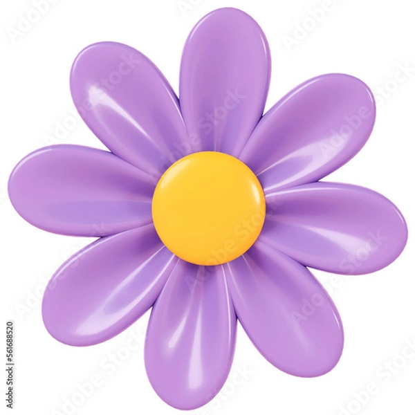 Fototapeta 3D render. Purple flower isolated on background
