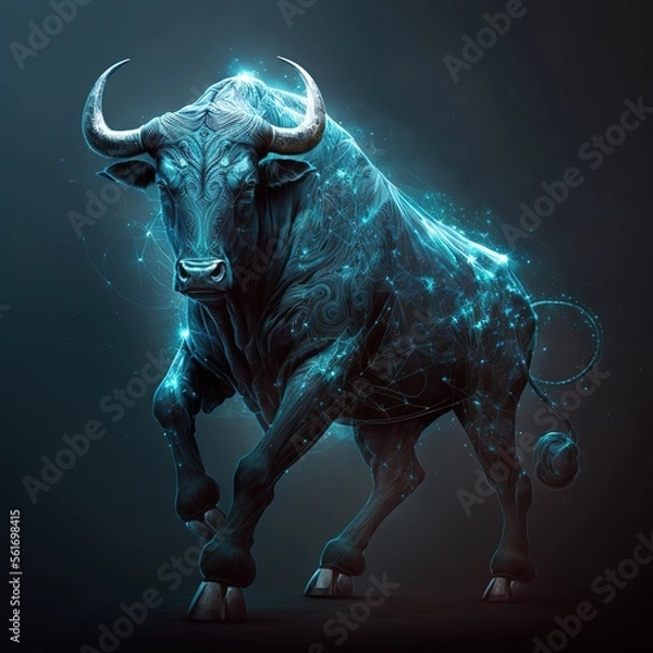 Fototapeta taurus sign, sign, taurus, bull, cosmos, 3d, generated by ai