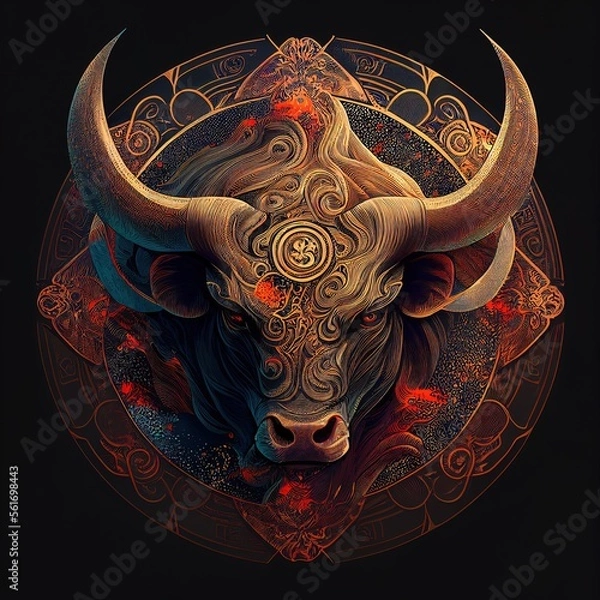 Fototapeta taurus sign, sign, taurus, bull, cosmos, 3d, generated by ai