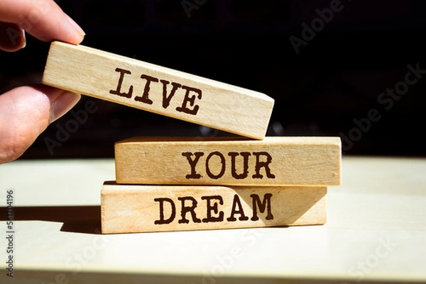 Obraz Wooden blocks with words 'Live your dream'.