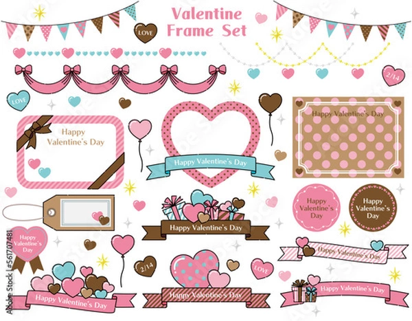 Obraz かわいいくてラブリーなラブリーなバレンタインデーのフレームセット