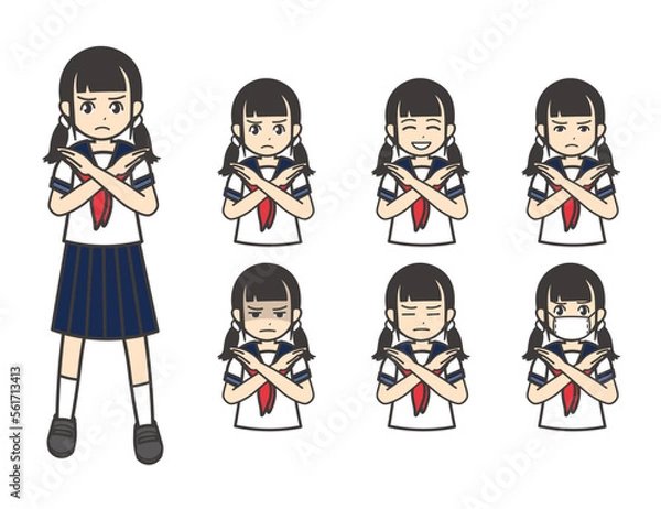 Obraz 夏服 女子学生 バッテン 01