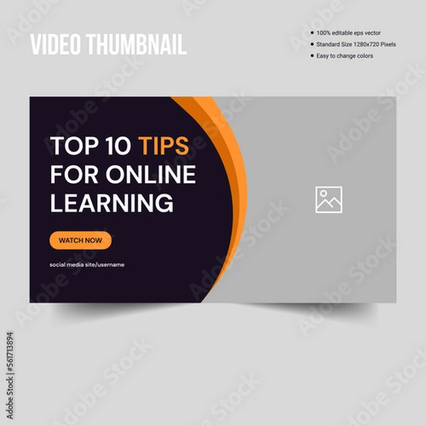 Fototapeta Video cover for educational tutorials. Education tips: vector layout. Tutorial video thumbnail for education and learning web banner template. promotion banner design for live workshops