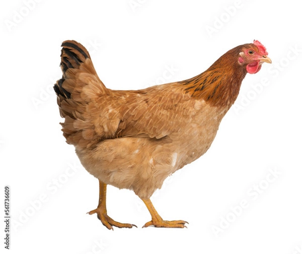 Fototapeta red adult hen isolated on white background