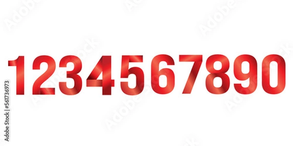 Fototapeta Gradient red numbers from 0 to 9 for any design with dates or just for a birthday card