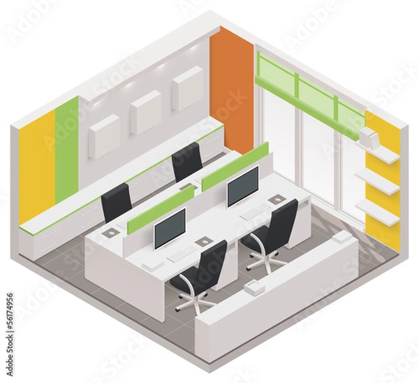 Fototapeta Vector isometric office room icon