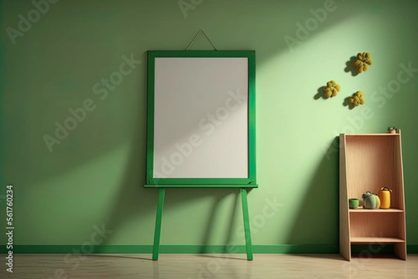 Fototapeta Green new board for training indoors kindergarten. Generative AI