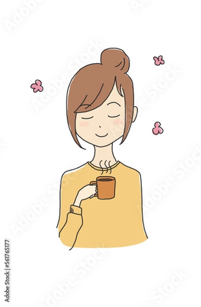 Fototapeta コーヒーでリラックスする女性