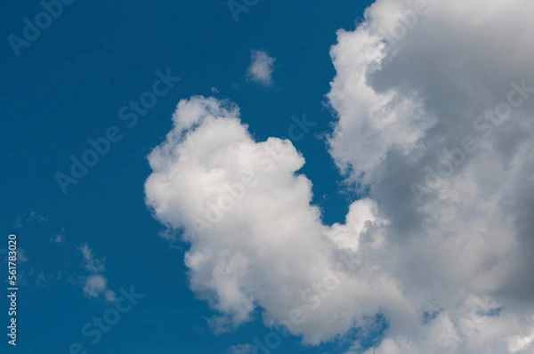 Obraz blue sky with big white clouds. Background for the sky replacement tool