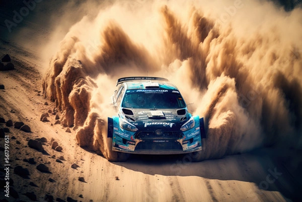 Obraz rally car on dirt track. generative ai