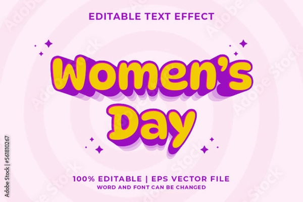 Obraz 3d women's Day Cartoon Editable Text Effect Premium Vector