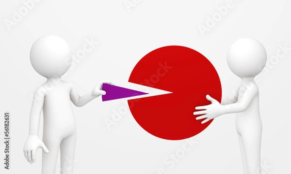 Obraz 3d human share a pie from a circle