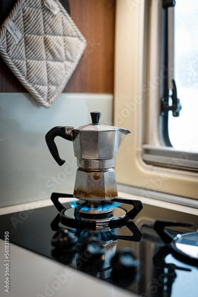 Obraz Making coffee in RV
