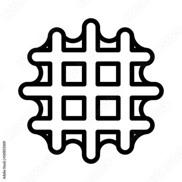 Fototapeta Waffle flat line icon. Outline sign for mobile concept and web design, store.