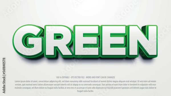 Fototapeta Green 3d bold style editable text effect