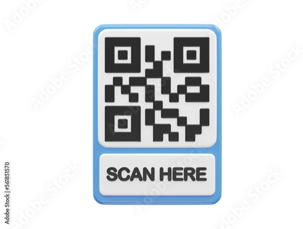 Fototapeta Qr code vector icon illustration 3d rendering transparent element