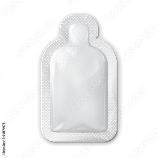 Fototapeta Mockup Sachet Blank Foil Cosmetic Bag Package For Cream, Mask, Shampoo. Mock Up Template. Illustration Isolated On White Background. Ready For Your Design. Product Packaging. Vector