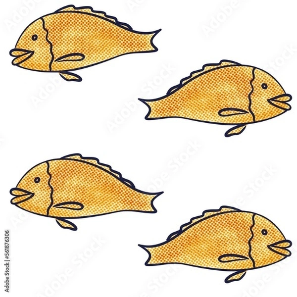Obraz Иллюстрация без названияretro fish hand-drawn illustration, fish pattern