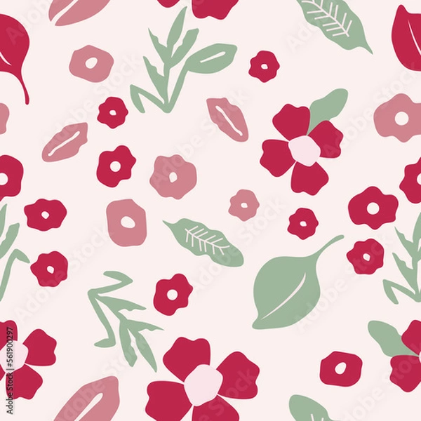 Obraz Flower and leaf viva magenta repeat pattern