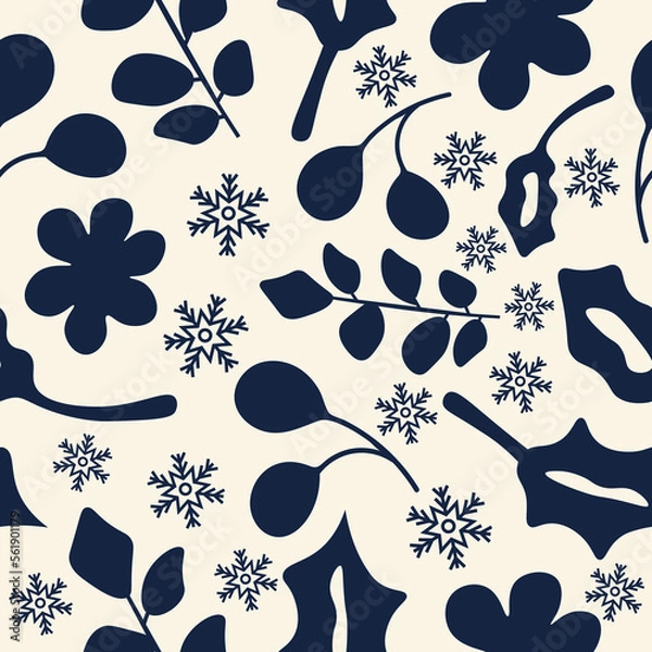 Fototapeta Elegant flower and leaf vector repeat pattern