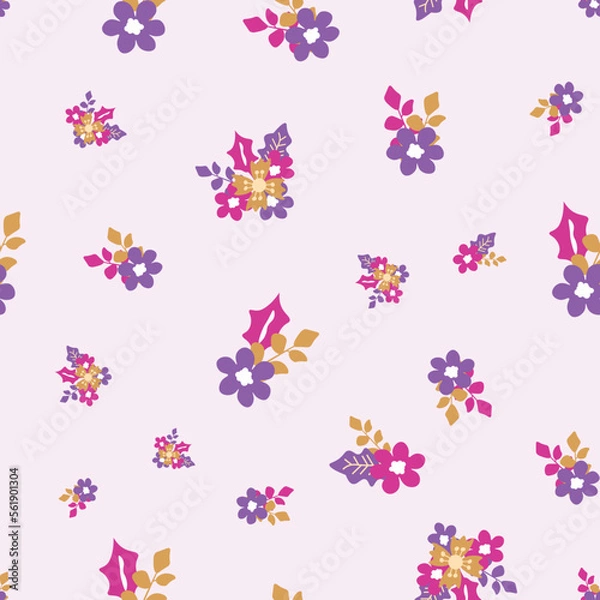 Obraz Bouquet seamless baby pink background repeat pattern 