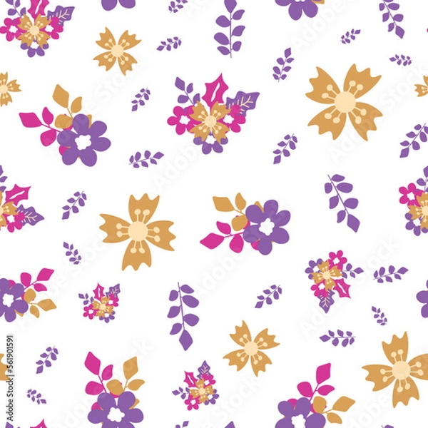 Fototapeta Bouquet seamless vector repeat pattern 