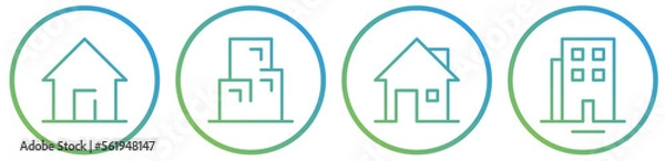 Fototapeta home and apartment icon set with gradient colors, simple modern concept of house icon set and apartment icon