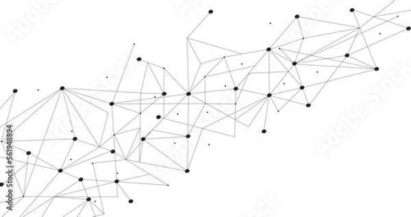 Fototapeta Black network. Abstract connection on white background. Network technology background with dots and lines for desktop. Ai background. Modern abstract concept. Line background, network technology