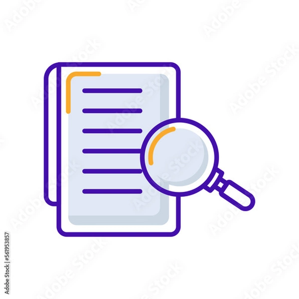 Obraz Case study business management icon with orange purple outline style. sign, case, research, business, search, symbol, analysis. Vector Illustration
