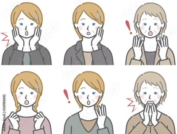 Fototapeta 驚く白人女性の上半身セット