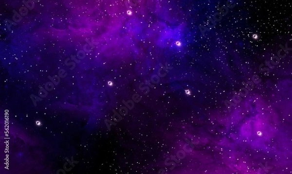 Fototapeta Space background with realistic nebula and shining stars. Abstract blue and purple background with nebulae and stars in space. Nebula night starry sky in rainbow colors. Multicolor outer space.